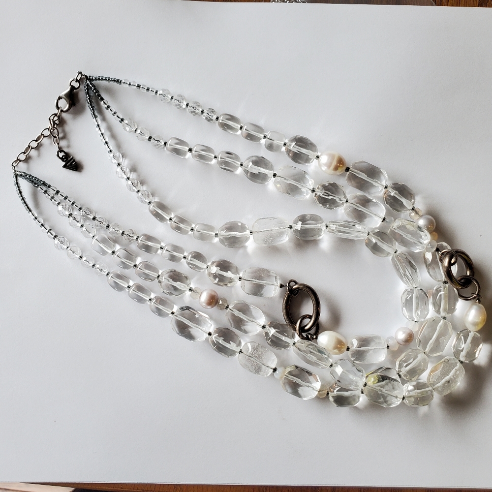 Silpada white heat necklace, pearl and crystal